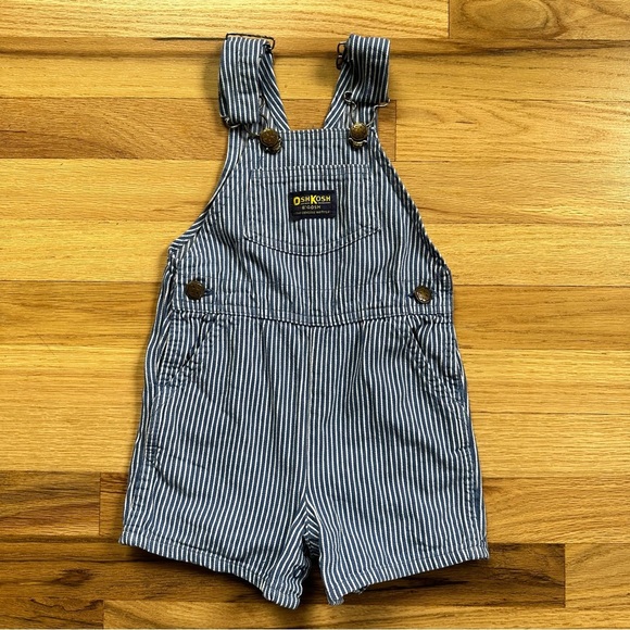 Vintage OshKosh B’gosh Railroad Stripe Shortalls - 18-24M - Picture 1 of 7